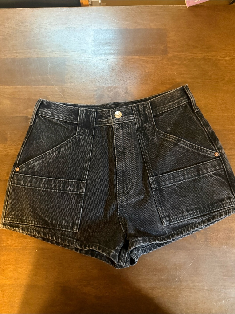 Free People Sample Shorts Black Denim with Front Patch Pockets - Picture 1 of 4